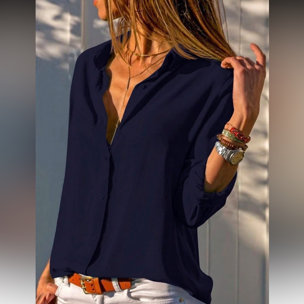 Elegant Navy Blue Women's Top